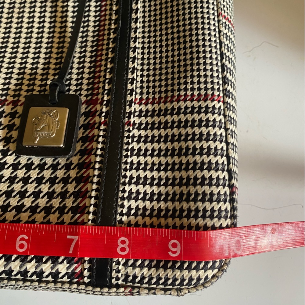 Ralph Lauren Black Grey and Red Stripe Houndstooth Tote Shoulder Bag - Picture 15 of 16